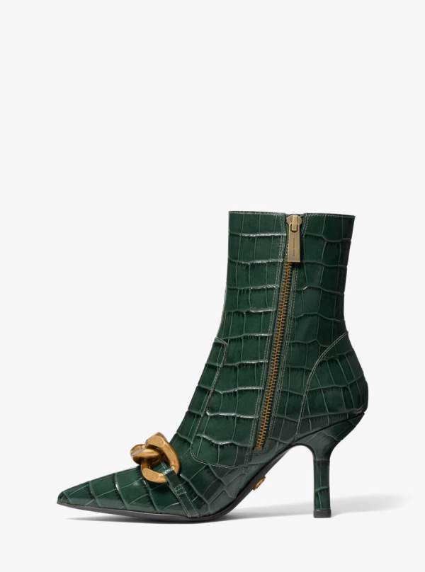 Damske Clenkove Cizmy Michael Kors Scarlett Embellished Crocodile Embossed Leather Olivovo Zelená - Topanky Michael Kors Slevy | YQUGS-2035